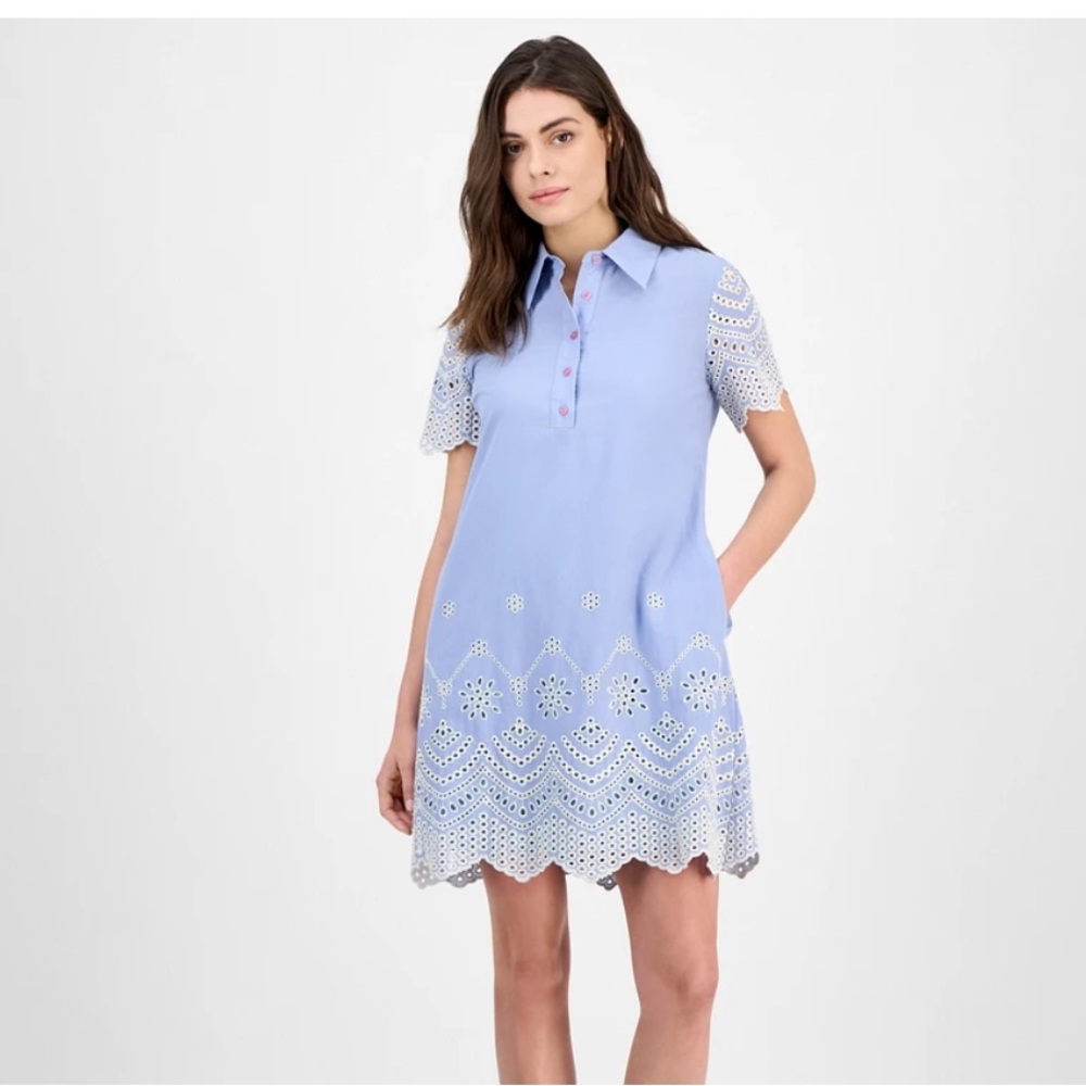 Julia Jordan Light Blue Eyelet Shift Dress